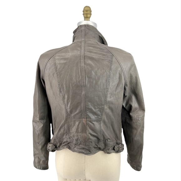 Muubaa Nassau Leather Biker Jacket in Storm Grey Moto Leather Jacket Size US 8 - Picture 3 of 13